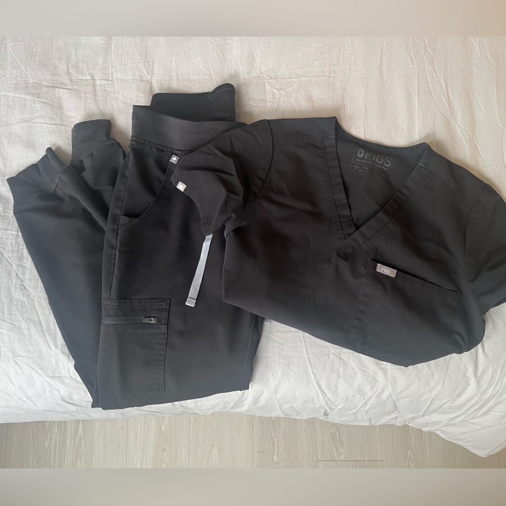 Figs Set Black Scrubs - Top and Bottom